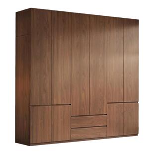 全实木衣柜家用卧室胡桃色定制分段式储物柜子2026爆款儿童大衣橱