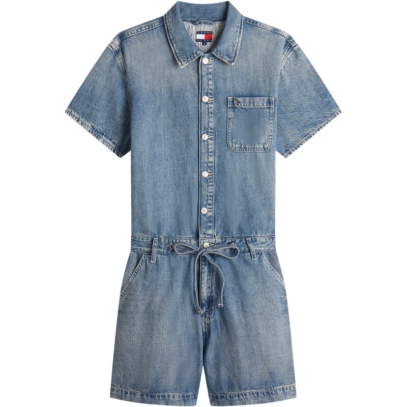 Tommy女装棉亚麻混纺牛仔连体衣