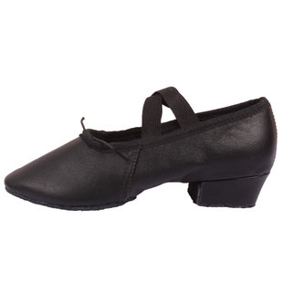 舞蹈鞋女真皮软底教师鞋带跟儿童跳舞鞋考级成人练功鞋古典芭蕾舞