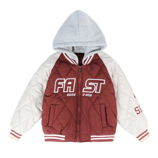 男童外套秋冬装2026新款中大童洋气男孩夹棉加厚加绒棉衣棒球服