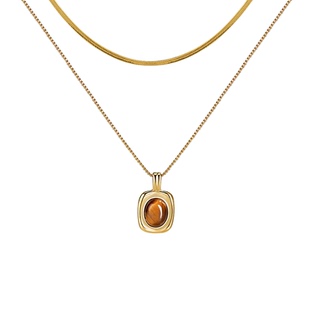 AJIDOU阿吉豆项链女美拉德饰品新年虎眼石蛇骨链高级感轻奢毛衣链