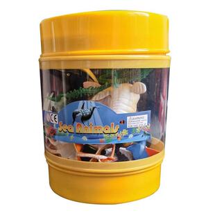 桶装软胶海洋动物玩具模型海洋世界大白鲨鱼海豚企鹅龙虾海底生物