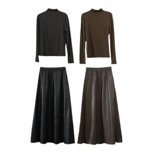 apa studio深冬装新款美拉德穿搭一整套显瘦遮肉上衣裙子两件套装