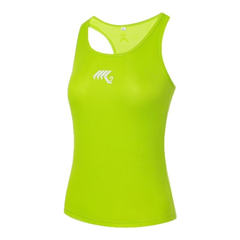 K2专业马拉松运动背心女轻薄吸汗速干衣跑步训练服健身荧光绿上衣