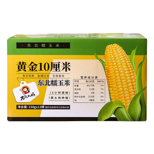【黄金10厘米】0脂肪东北糯玉米黑土地种植新鲜甜糯玉米整箱12棒