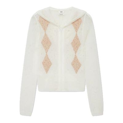 IMMI 女士马海毛菱格纹连帽羊毛开衫银泰百货 300124