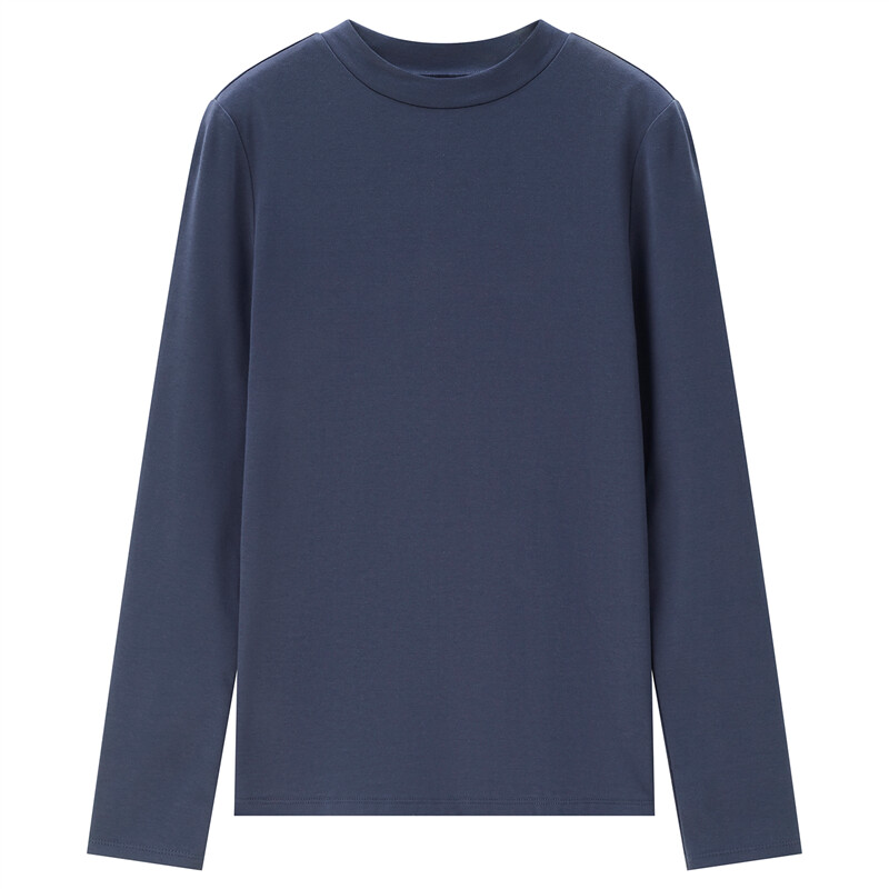 佐丹奴长袖t恤女纯色基础款打底衫纯棉奢滑半高领上衣女05322803