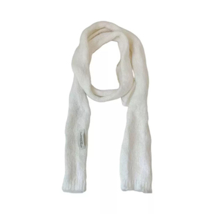 轧戏胡羞卢昱晓同款白色细窄长条围巾秋冬拉美围脖2026新款高级感