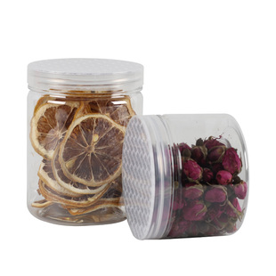 圆形食品罐子塑料 密封罐大口PET塑料瓶透明储物罐花茶坚果饼干罐