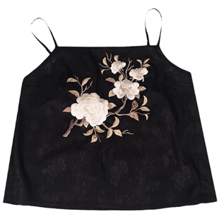 拟梦国风原创微凉日常通勤汉服刺绣吊带黑色宋裤人丝飞机袖宋制秋