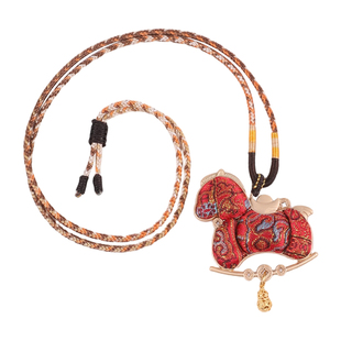 宋锦小马吊坠项链手工diy材料包新中式国风上衣马甲旗袍压襟挂件