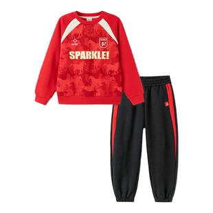 巴拉巴拉儿童套装男童加绒运动服拜年服红色上衣2026春装新款童装