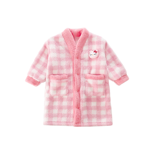 女童睡袍秋冬款2025新款法兰绒女孩宝宝睡衣家居服珊瑚绒冬装浴袍