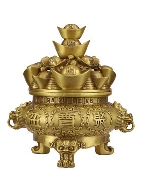 纯铜聚宝盆摆件招财家用镇宅聚财