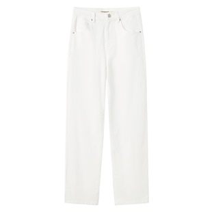 CROWNLESS未冕2025夏新品重磅棉弹斜纹牛仔经典白显瘦直筒牛仔裤