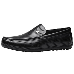 宾度夏季男士豆豆鞋男真皮男鞋镂空透气商务皮鞋轻便套脚爸爸鞋