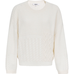 ONLY2025冬季新款设计感亮片纱线宽松落肩慵懒松弛毛衣针织衫女