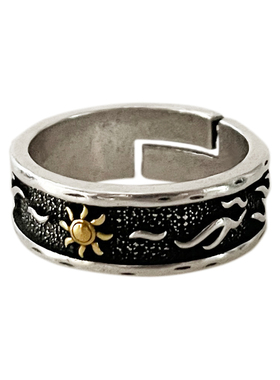复古太阳图腾开口戒指
