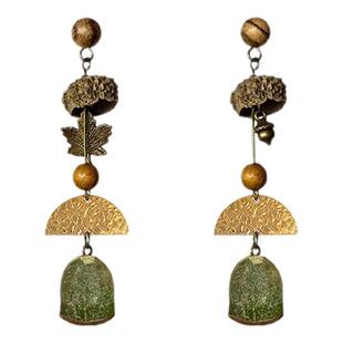 不对称设计螺旋耳夹无耳洞女果实耳环复古小众独特长款高级感耳饰