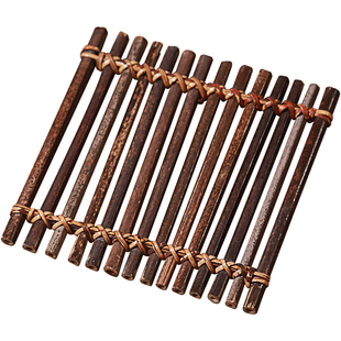 纯手工紫竹茶席 天然编织隔热垫茶帘 茶杯垫功夫茶具配件竹排茶垫