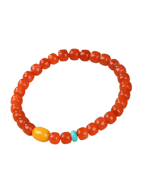 南红手串满肉柿子红本命年送礼物