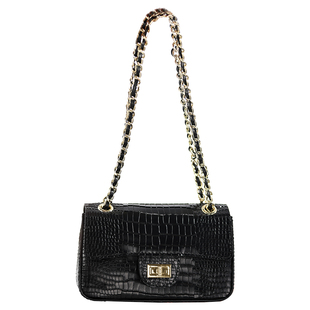 蠢小鱼鳄鱼纹牛皮小香风斜挎包女链条包diy手工编织材料包自制作