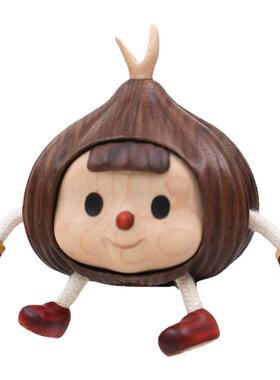 可爱小蒜头实木家居桌面小摆件装饰品原创设计日常送礼卡通礼物