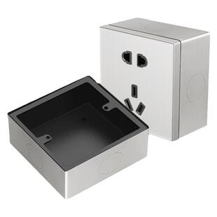 正诚不锈钢86型绝缘防水明装盒墙壁开关面板金属底座分线接线底盒