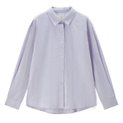 Giordano宽松长袖纯棉纯色衬衫