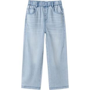 【商场同款】巴拉巴拉女童牛仔裤中大童裤子夏季童装儿童阔腿裤薄