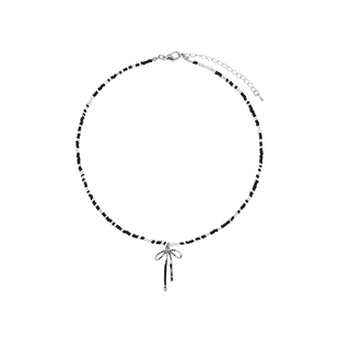 AWE彩色蝴蝶结串珠项链深情眼王可王橹杰同款多巴胺穿搭锁骨链女