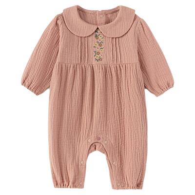 【清仓】babylove婴儿连体衣春秋纯棉纱布哈衣爬服刺绣宝宝外出服