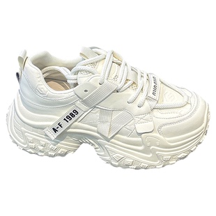 小个子厚底~真皮系带休闲老爹鞋女2025秋新款7cm增高时尚运动鞋潮