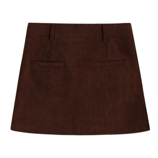 MULVAN 【现货7折】摩登画报 复古灯芯绒a字半身裙女修身超短裙