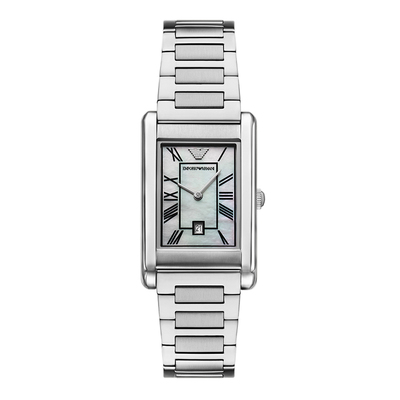 【自营】Armani阿玛尼手表男士银色方形商务简约气质石英AR11664