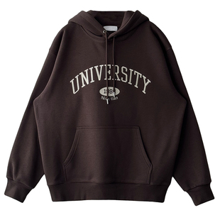 Nick Tian 加绒加厚复古刺绣连帽卫衣男冬季新款休闲宽松字母上衣