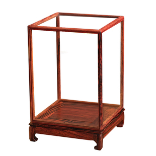 红木玻璃罩红酸枝摆件文玩古董花瓶观音佛像透明防尘罩展示盒定制