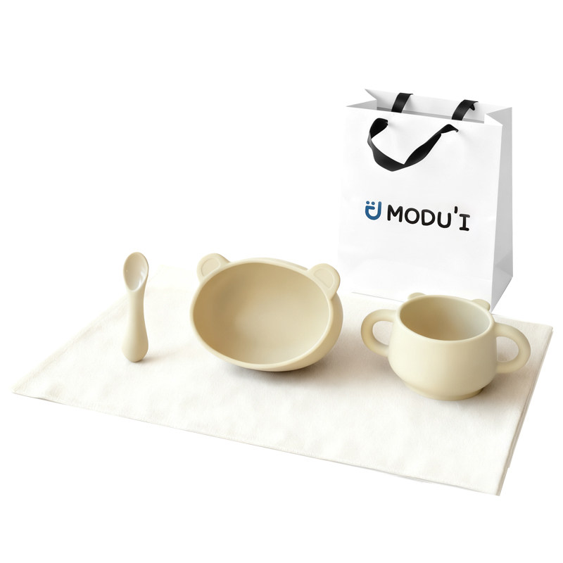modui辅食吸盘碗辅食勺水杯礼袋