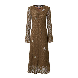 【程潇同款】MAXRIENY法式复古感v领长袖收腰连衣裙琥珀流光穿搭