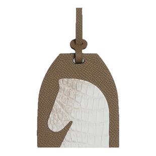 手工制作进口真皮拼接稀有皮欧美轻奢马头卡牌车载挂饰吊饰包挂件