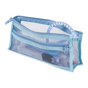 透明双层网纱笔袋学生考试文具袋大容量文具儿童铅笔袋高颜值便携