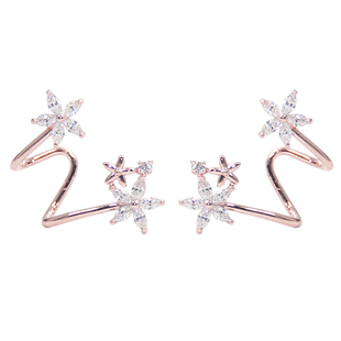 韩国精致优雅甜美气质闪耀锆石小花纯银耳钉U型无痛无耳洞耳夹女