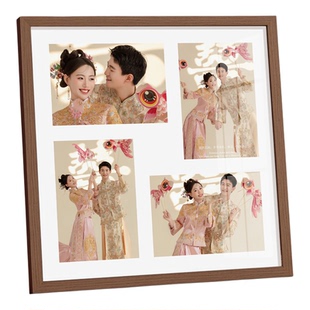 相框摆台照片定制洗相片打印做成婚纱照加高级感四宫格相框木质框