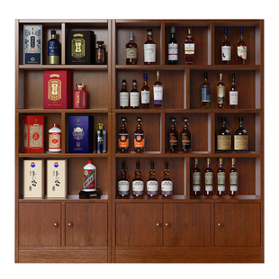 实木酒柜隔断柜靠墙置物架商用酒架展示柜2024年新款储物柜新中式