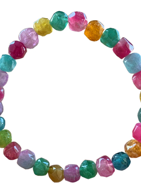 天然碧玺糖豆随形手链饰品男女生