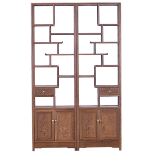 红木鸡翅木博古架实木新中式客厅隔断多宝阁茶具展示架茶室置物架