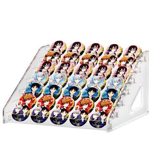 吧唧收纳盒亚克力透明阶梯置物架明信片胸针周边徽章鬼谷子展示架