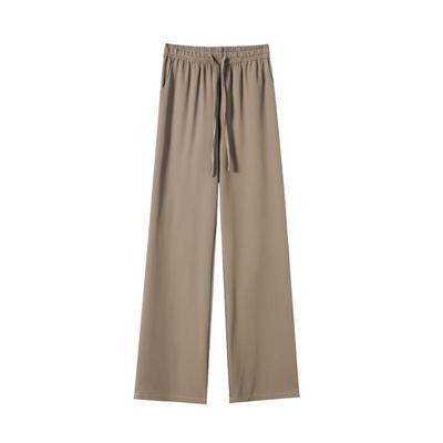 白色冰丝直筒加长裤子女高个子