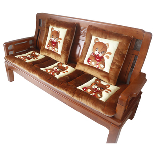 冬季加厚毛绒坐垫实木红木沙发坐垫双人三人组合沙发长椅垫可拆洗
