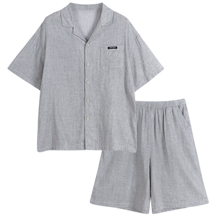 歌媄芮情侣睡衣夏季夏款纯棉男女一对休闲裙子宽松大码家居服套装